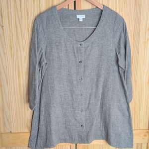 J. Jill Pure Jill 100% Cotton Charcoal Gray Button Down Blouse Size Small